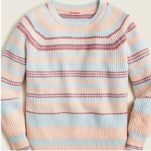 J. Crew 100% Cashmere ribbed crewneck sweatshirt in stripe